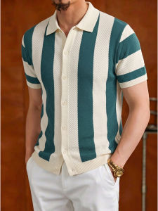 OUMULONG | Elegant Comfort Breathable Mens Polo Shirt Short Sleeve