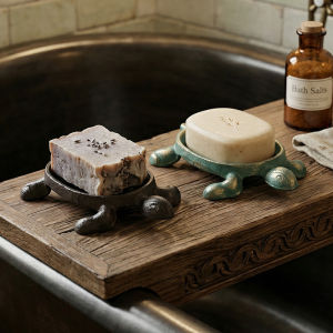 RA Cast Iron Turtle Soap Dish Vintage Animal Soap Holder Bathroom Drainage Rack Home Decor Gift AR