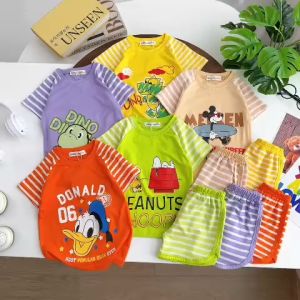 Bộ Quần Áo Ngắn Tay Trẻ Em Hiệu Minky Mom Vải Thun Lạnh Dệt Sọc Cho Bé Trai Bé Gái 0-8 Tuổi Phối Màu Đặc Sắc Thích Hợp Bé 8-27 Kg - TN-IN169