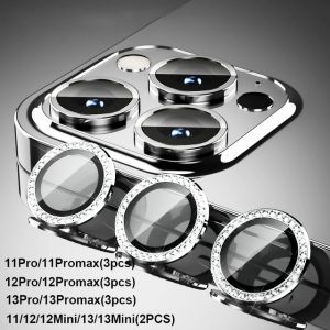 2-3Pcs Diamond Metal Camera Lens Protector Glass For IPhone 16 ProMax 14 Plus 16 14 13 12 Pro Camera Lens Protective Full Film