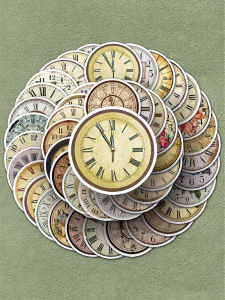 Retro Clock Cartoon Stickers Decorative Small Pattern Waterproof for Water Cup Notebook Luggage Diary Power Bank Album Mobile Phone