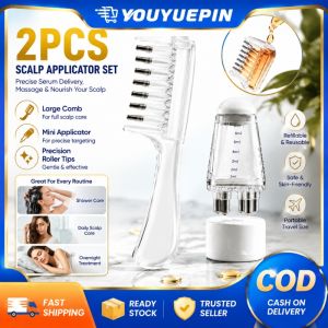 YOUYUEPIN 2pcs Scalp Serum Applicator Refillable Hair Oil Dispenser Comb With Roller Tips For Essential Oil Hair Growth Liquid Men Women