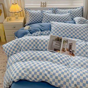 Dansunreve kẻ sọc Duvet cover đồng bằng bàn cờ Quilt Cover duy nhất/Nữ Hoàng/Vua Comforter bìa màu xanh/Màu xanh lá cây/Màu Hồng/Cà Phê/Đen