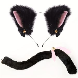 New Halloween Party Adjustable Simulation Fox Tail Plush Fox Ears Headwear Halloween Cosplay Costume Props Fluffy Animal Ears