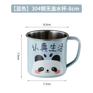 Childrens 304 Stainless Steel Water Cup with Lid Kindergarten School Specialty Anti-Fall Open Mouth Cup Cute Cartoon Design