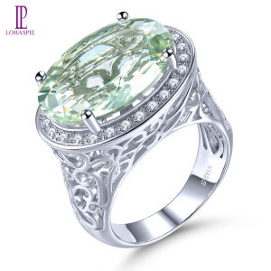 เครื่องประดับบริสุทธิ์ 11 กะรัต 925 แหวนเงิน แท้แท้ แหวน พลอย อเมทิส ตัวเลือก สีเขียว ธรรมชาติ แหวนเงิน 925 แท้ ครื่องประดับหิน แฟชั่น ผู้หญิง