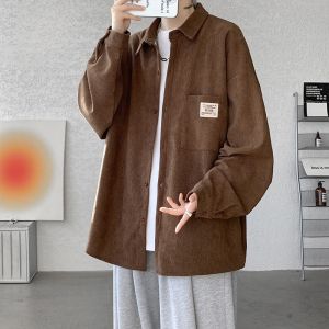 ROMON | ชุดเสื้อเชิ้ตผ้าไหมน้ำแข็งลำลองชายฤดูร้อน 2 ชิ้น แขนสั้น สไตล์ฮ่องกง แฟชั่นลำลอง ชุดเสื้อเชิ้ตผู้ชาย ชุดเสื้อเชิ้ตผ้าฝ้ายผสม