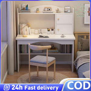 Meja Komputer Modern Computer Study Table With Book Shelf Meja Belajar With Rack Student Desk Modern Office Storage Table Meja Pejabat 桌子 电脑桌