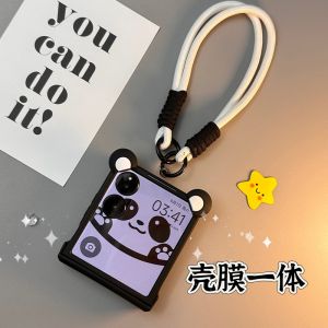 Cute Creative Foldable Xiaomi Mixflip Phone Case with Handle Integrated Hinge Full Cover Axial Hinge Anti-Fall Protection