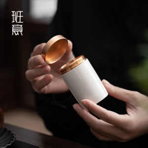 Mini Portable Ceramic Tea Storage Canister with Lid Japanese Style Sealed Container for Grain Tea Storage ness Preserved