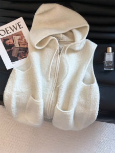 Trendy Fashion Designer Uniq Korean Style Hooded Zipper Vest