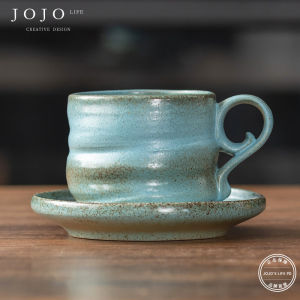 JOJOS L. PD Thick Ceramic Coffee Cup with Saucer Vintage Style Afternoon Tea Cup Latte Art Rough Paper High Aesthetic Value