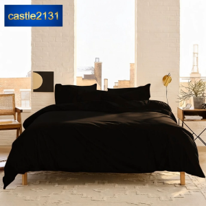 4-in-1 Plain Bedsheet Set Quilt Cover Fitted Sheet 2 Pillowcases Soft Polyester Cotton Bedding Set Hotel Quality for Bedroom Home All Sizes Durable Breathable Fabric Easy Care