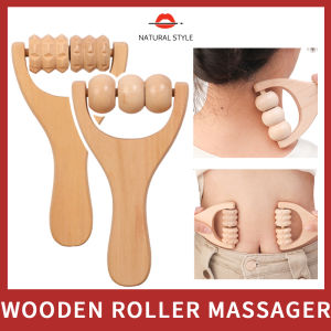 2ชิ้นที่กลิ้งนวดทำจากไม้ไหล่และคอเครื่องนวดเท้าอุปกรณ์นวดมืออเนกประสงค์