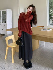 Korean Style Commute Artistic Denim Set Skirt Womens New Autumn 2025 Vest Half Skirt Two Piece Set Casual Loose Fit Long Sleeve