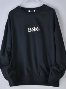 Cotton Long Sleeve Crew Neck Sweatshirt Embroidered Letters Japanese Style Womens Fashion Spring Autumn Pure Cotton Sweatshirt