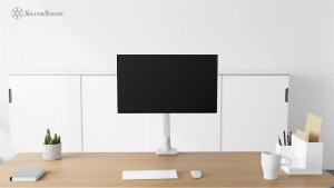 SilverStone ARM14 Single Monitor Arm - Heavy Duty Gas Spring Design & Versatile Adjustability | Fits up to 49" & 20 kg VESA Cable Management Grommet & Clamp Design