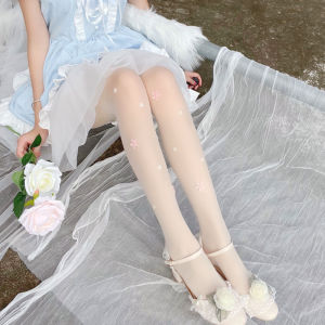 Lolita Socks Flower White Silk Pure Desire Sweet Girl Cute Stockings Pantyhose Summer Thin