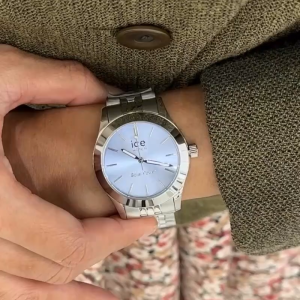 Ice-Watch ICE Steel Solar - Silver Light Blue (Small) | Solar Watch | Stainless Steel | 10ATM Water Resistant | Women