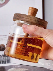 1/3pc Glass Storage Bottles Honey Jars with Dipper and Lid Wide Mouth Honey Containers Syrup Dispenser for Storing Honey Syrup