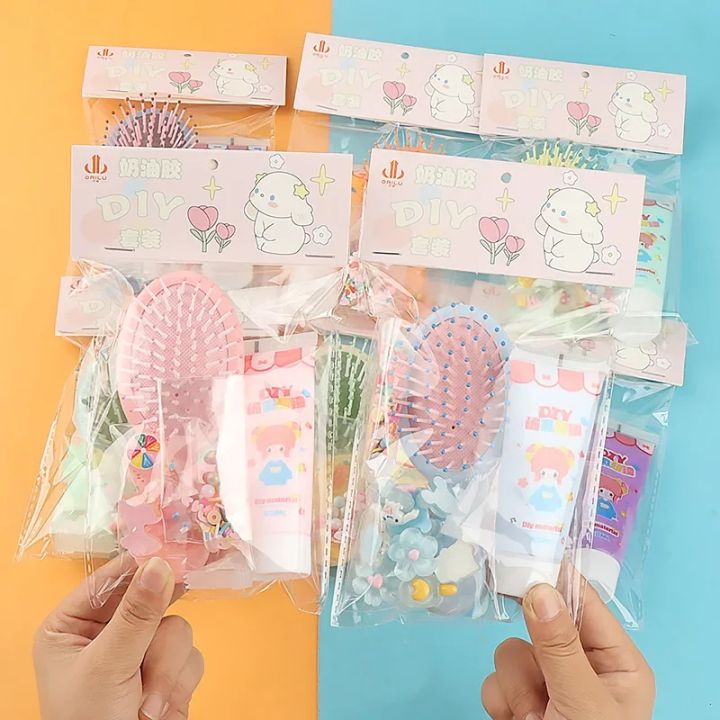 1 ชุดจําลองครีมกาวหวี DIY วัสดุแพ็คการ์ตูน Air Cushion หวีผมสร้อยข้อมือ ...