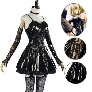 In Stock Manbone Death Note Cos Misa Amane Role Full Set C Suit Cosplay Clothing Leather Dress Womens
