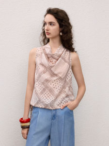LANCY FROM 25 | Retro Elegant Commute Sleeveless Shirt with Drape Collar
