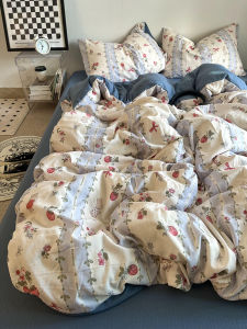 Bộ Đồ Giường Cotton Hoa Nhỏ Phong Cách Mỹ Bộ Đồ Giường Cotton Ba Mảnh Họa Tiết Hoa Cho Ký Túc Xá Sinh Viên