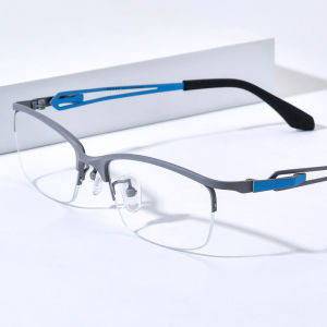 FONEX กรอบแว่นตาไทเทเนียมบริสุทธิ์ของผู้ชายดีไซน์แบบกึ่งสี่เหลี่ยมไม่มีขอบน้ำหนักเบาครึ่งขอบญี่ปุ่นน้ำหนักเบาพิเศษคุณภาพสูงกำหนดเอง85867แว่นสายตา