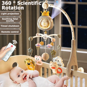 ​Baby Crib Mobile with Projector and Night Light Remote Control Musical Rotating Toy with Soothing Lullabies for Newborns