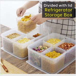 4 in 1 Refrigerator Meat Preservation Storage Box Freezer Separate Frozen Meat Compartments for kitchen Organization Box