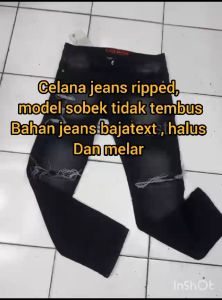 CELANA JEANS SOBEK RIPPED//MODEL SOBEK LUTUT DAN PAHATIDAK TEMBUSCELANA JEANS PRIA