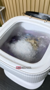 ALLTOU 13L Mini Washing Machine Folding Automatic Washing Machine Blue Light Sterilization for underwear Baby clothes SocksPortable Laundry Washer With Dryer，3-level Timing Folds in 3 Seconds Space-saving 迷你洗衣機