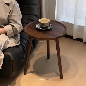 Simple Style Small round Side Table for Living Room Bedroom Sofa Decoration Antique Wooden Multi-layer Board No Drawer