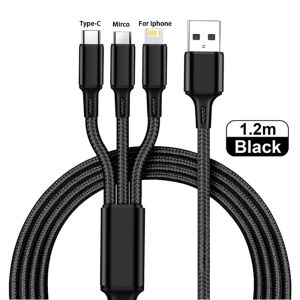 3in1 kabel USB Data untuk iPhone telefon mudah alih untuk Android c xiaomi huawei Samsung telefon mudah alih untuk iPad