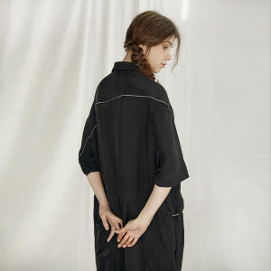 Fashion Acetate Black Jumpsuit Slim Fit