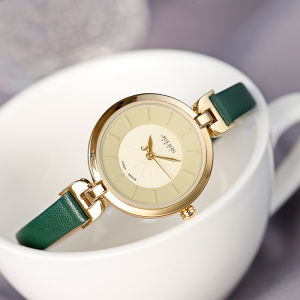 Elegant Small Luxury Student Watch for Women Julius Brand Quartz Movement round Leather Strap Fashionable Vintage Style Waterproof