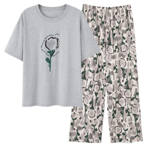 Bộ đồ ngủ nữ MiiOW làm bằng vải cotton tay ngắn có đệm ngực thoải mái