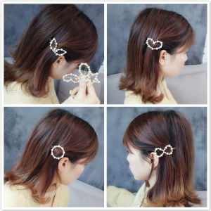 Sweet Simple Pearl Hair Clip Dongda Gate Frog Side Part Hair Accessory Korean Style Alloy Hairpin Fresh out Fashion Jewelry