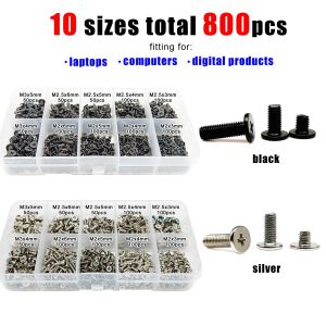 800pcs M2 M2.5 M3 Steel Phillips Thin Flat Wafer Head Screw Bolt Assortment Kit Set Box for Laptop Computer Electronic Products