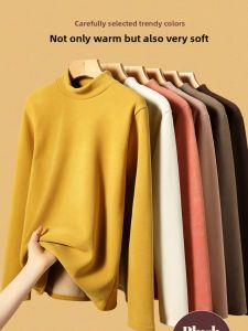 ZISU | Warm Thick Flannel Under Shirt Half-High Collar Long Sleeves