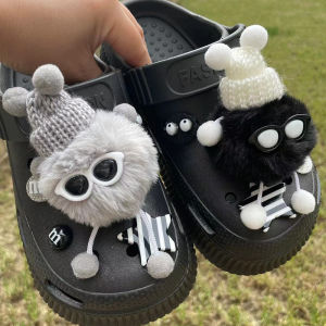 สุนัขจิ้งจอกน่ารัก Crocs หัวเข็มขัดรองเท้าสัตว์น่ารัก สีสันสดใส ขนแกะ ตกแต่ง DIY สำหรับฤดูใบไม้ผลิ 2023