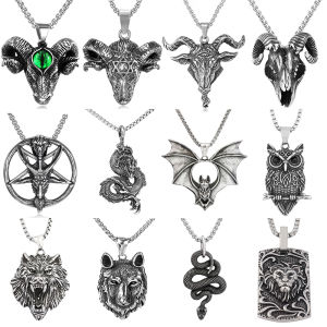 Fashion Charm All Kinds of Animal Pendant Vintage Stainless Steel Mens Animal Necklaces Punk Hip Hop Party Jewelry Dropshipping