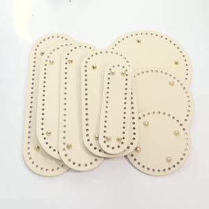 Đế Túi Tròn Tự Làm Bằng Móc Len Đính Đinh Tán Chất Liệu Da PU 12/15/18cm Dùng Làm Đế Túi Đệm Thủ Công