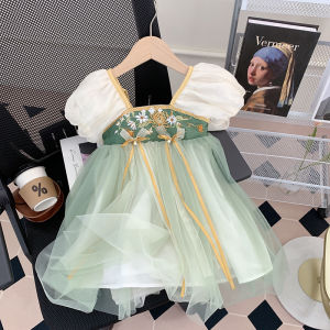 Princess Style Summer Dress Childrens Fashion Baby Girls Hanfu Clothes One Year Old Birthday Costume Ancient Chinese Outfit