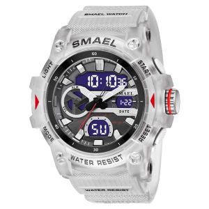 SMAEL Sports Outdoor Mens Watches Dual Display Analog Digital Wrist Watches LED Alarm Stopwatch Waterproof Tactical Male Clock