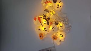 59/118in 10/20LED Halloween Cute Ghost String Lights Battery Powered Indoor Fairy Lights Jack-O-Lanterns Kids Room Party Decor