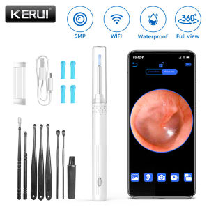 KERUI Smart Ear Wax Removal Ear Cleaner With Ear Cleaning Tool 5MP HD Camera Light Ear Wax Removal Kit Endoscope Otoscope