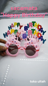 Kacamata Happy Birthday untuk Pesta Ulang Tahun Anak / Dewasa Bentuk Cupcake Warna Pink Putih Biru