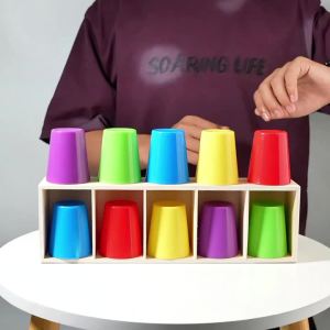 Learning Color Toys Montessori Color Matching Sensory Game Wooden Guessing Color Cup Fine Motion Early Education For Toddler